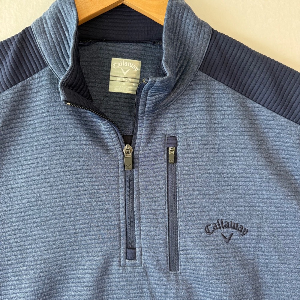 Callaway Opti-Dri Mens Large Blue Quarter Zip Golf Pullover Sweater Jacket